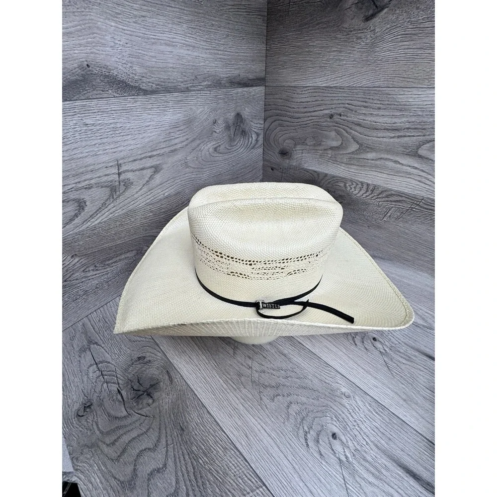 Twister White Straw Western Cowboy Hat 6 7/8 Bangora Made In Mexico